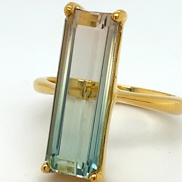 Bi Color Tourmaline 9.20ct Solid 14K Yellow Gold Ring - Picture 7 of 7
